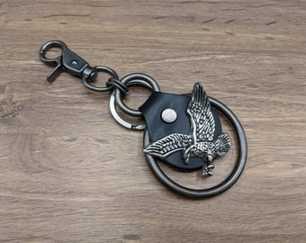 Adler Keychain Gürtelschlaufe Schlüsselanhänger Schlüsselanhänger Leder Schlüsselanhänger Herren Schlüsselanhänger Dad Schlüsselanhänger Schwarz Schlüsselanhänger Bullet Biker Leder Geschenk