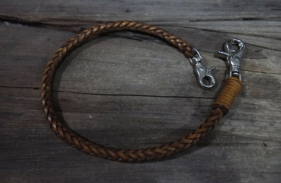 Braided Genuine Leather Wallet Chain