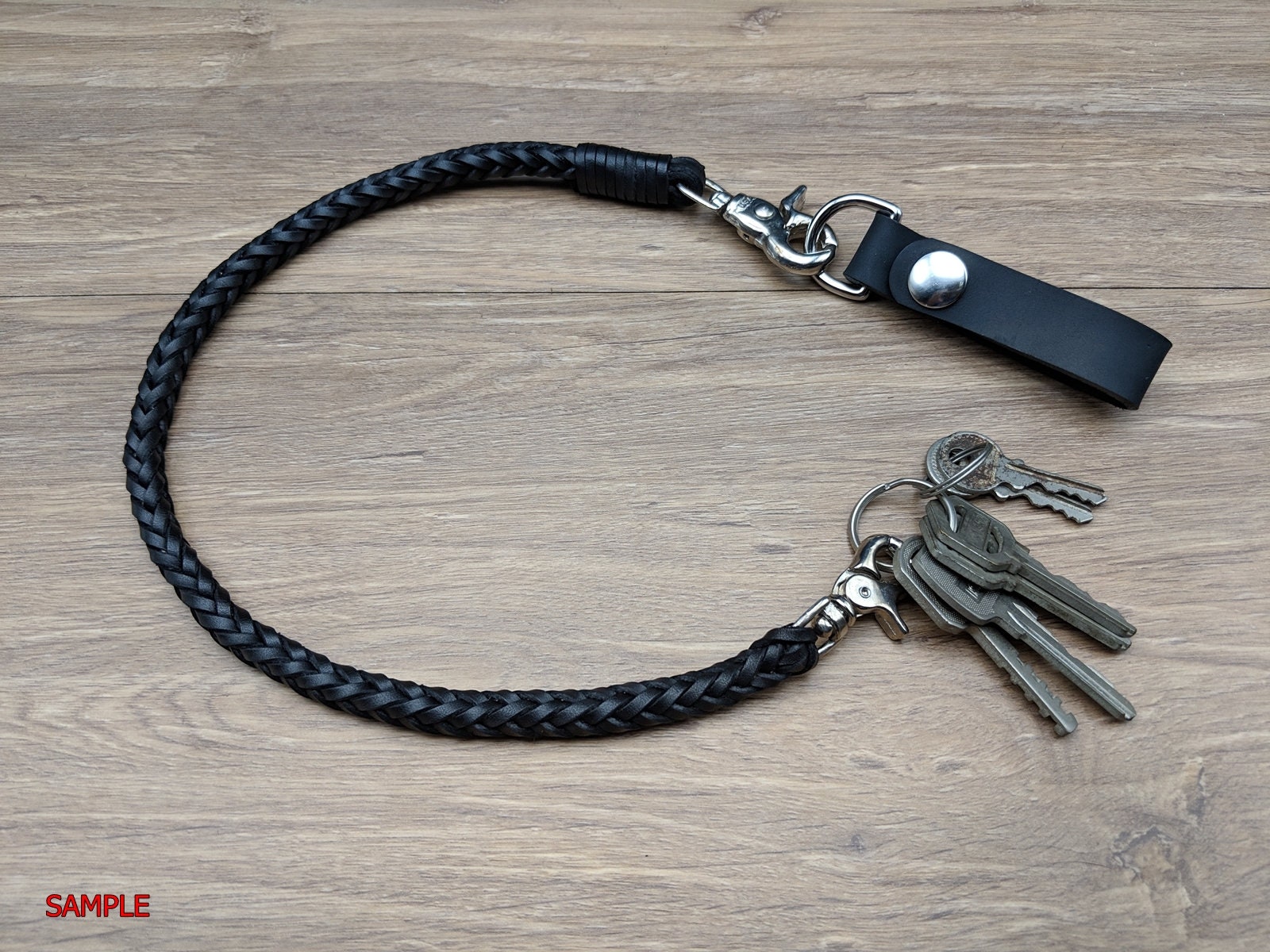 Set Belt Loop Braided Chain Wallet Black Vintage Genuine Etsy