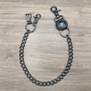 Cowboy Vintage Chrome Chain Wallet Chain for Mens Biker Long wallet Key FOB, Keychain, Key Chain, Wallet Chains, Chain Leather Wallet Chain