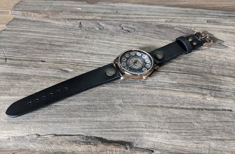 Telephone Retro Art Vintage Leather Watch,Ladies Watch,Men's Watch,Unisex Watch,Gift Idea,Wristwatch,Women Watches,Vintage,Genuine Leather Bild 2