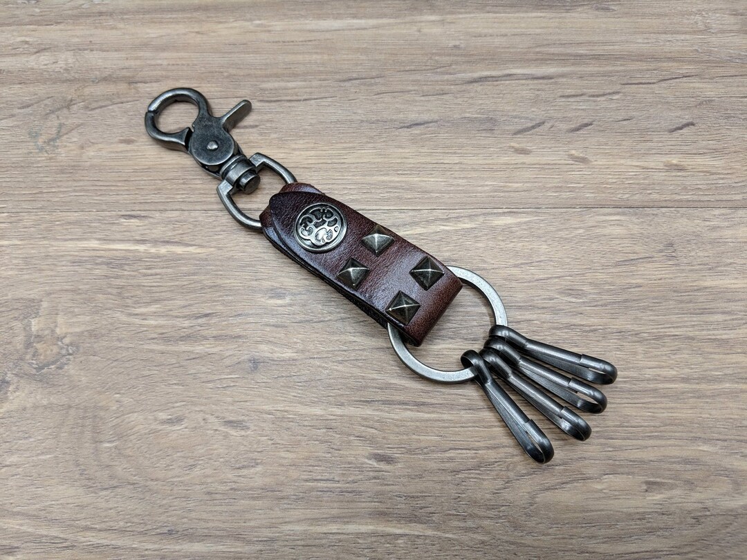 Art Keychain Key Fob Key Ring Leather Key Chain Mens Key