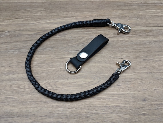 Black Leather Wallet Chain : Leather Belt Loop Braided With 