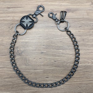 Cross Black Chrome Chain Wallet Chain for Mens Biker Long wallet Key FOB, Keychain, Key Chain, Wallet Chains, Chain Leather Wallet Chain
