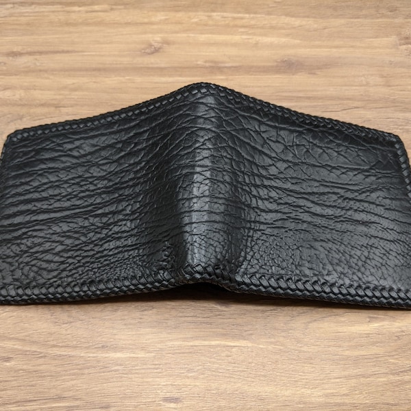 Haifischhaut Brieftasche,Billfold Brieftasche,Männer Brieftasche,Frauen Brieftasche,Echtes Leder Brieftasche,Leder Brieftaschen,Geldbörse Geschenk,Schwarz Brieftasche,Geschenk für Männer