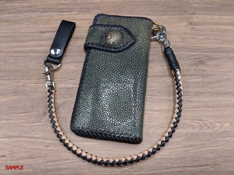 Belt Loop Two Tone Braided Chain Wallet Black Vintage Genuine Etsy