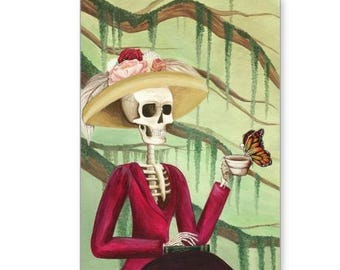 Greeting Cards Blank, 3 Pack with A6, Butterfly Skeleton with Tea, Jane Austen