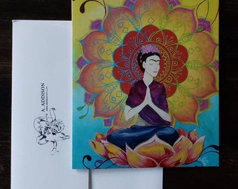 Frida Transcending 3-Pack Blank Note Cards with Envelopes, A6, Lotus Meditation Mandala