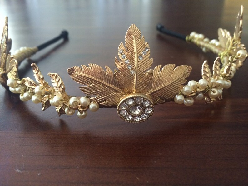 Tiara LADY of THE LAKE Gold Crown Woodland