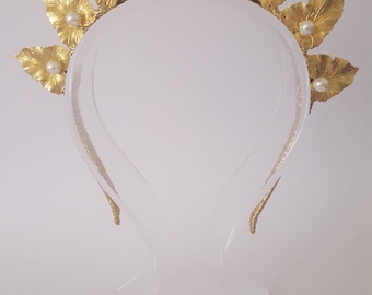 Gold Leaf Crown,Fascinator,Tiara, Headpiece