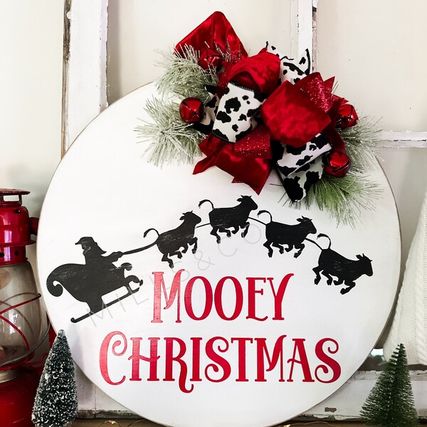 Christmas Cow Door Hanger Etsy