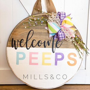 Easter Door Hanger | Welcome Peeps | Easter  Home Decor | Front Porch Decor |