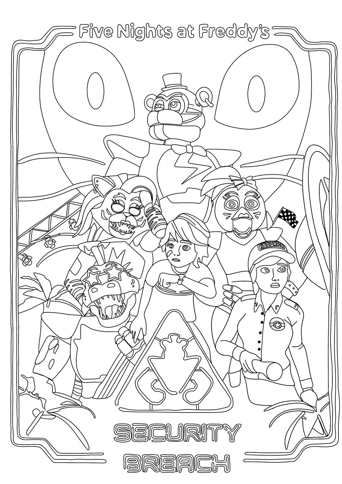 A4 Página digital descargable para colorear para adultos fnaf grupo de