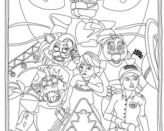 A4 Digital Downloadable Adult Colouring Page Fnaf Security -  in 2023