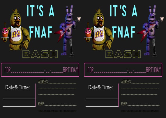 FREE printable Five Nights at Freddy's party invitation