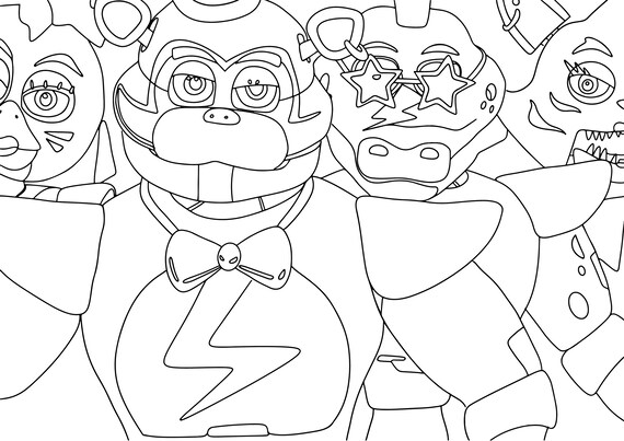 A4 Digital Downloadable Adult Colouring Page Fnaf Security -  in 2023