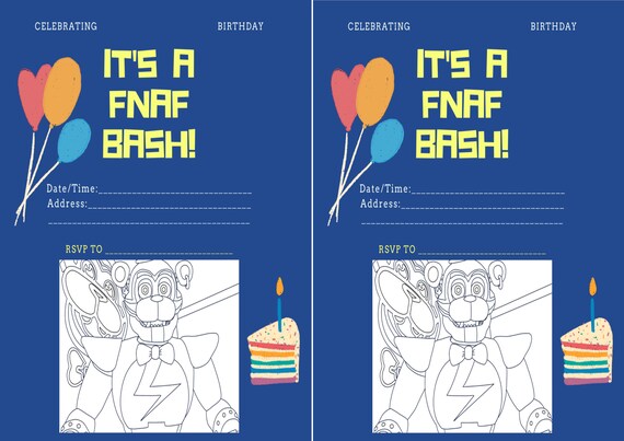 Printable Pdf Fnaf Birthday Bash Invitation Is 2 X A5 Etsy 日本