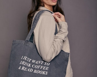 Bolsa de tela personalizada con el eslogan "Solo quiero..."