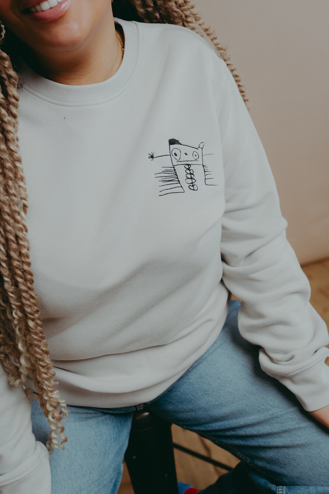 Personalised Handwriting Embroidered Breast Pocket Sweatshirt From