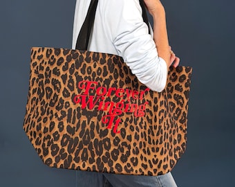 Forever Winging It Leopard Print Shopping Bag