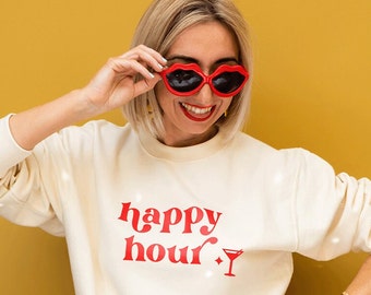 Custom Happy Hour Sweatshirt with Cocktail Glass