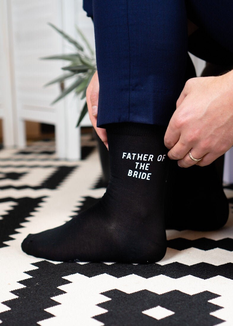 Image of Father Of The Bride Socks For Wedding - Gift From To Dad Rock On Ruby