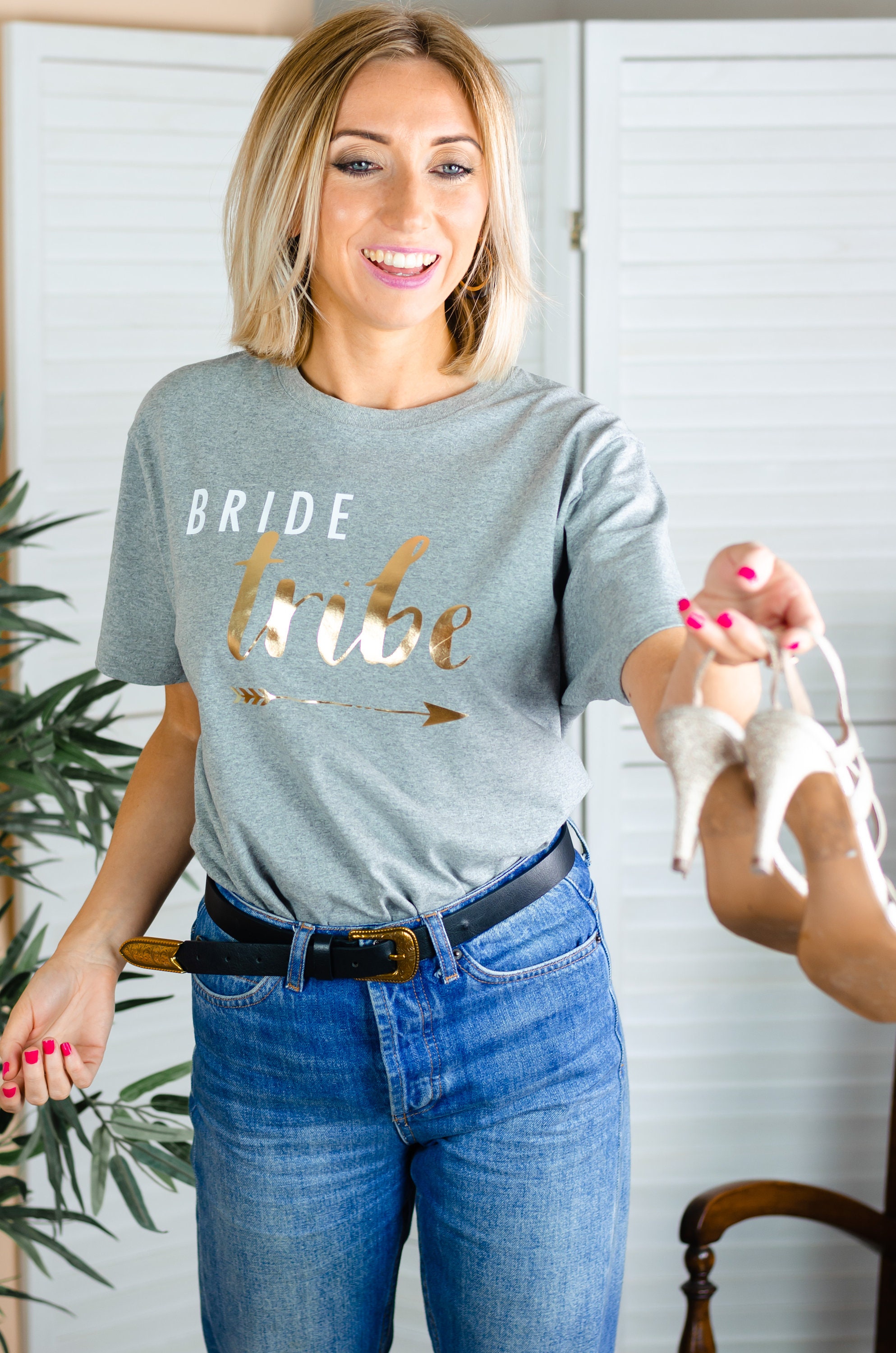 Image of Hen Party Tshirt - Women's Bride Tribe Slogan Wedding T-Shirt For Bridal When Going On A Batchalorette From Rock Ruby