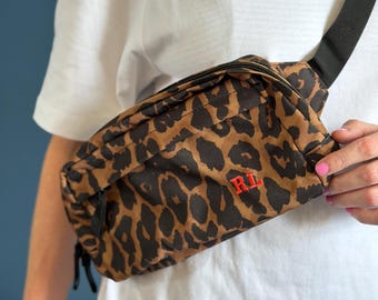 Personalised Mini Initials Leopard Print Cross Body Bag