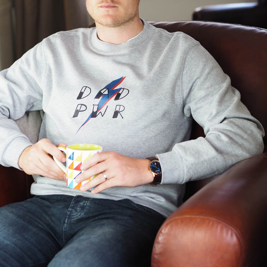 Image of Dad Pwr Sweatshirt - Mens Gift For Dad Husband Superdad Sweater Graphic Fathers Day New