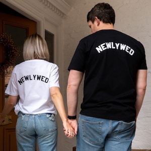 Personalised Newlyweds T Shirt Set - Mr And Mrs Honeymoon Gift for Couples