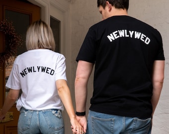 Personalised Newlyweds T Shirt Set - Mr And Mrs Honeymoon Gift for Couples