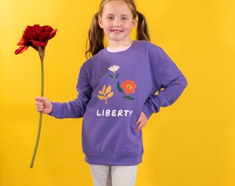 Sweat-shirt personnalisé fleurs de naissance pour enfants en lavande