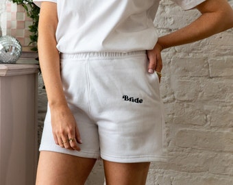 Embroidered Retro Bride Shorts - Hen Party/Honeymoon Gift for Bride-to-be