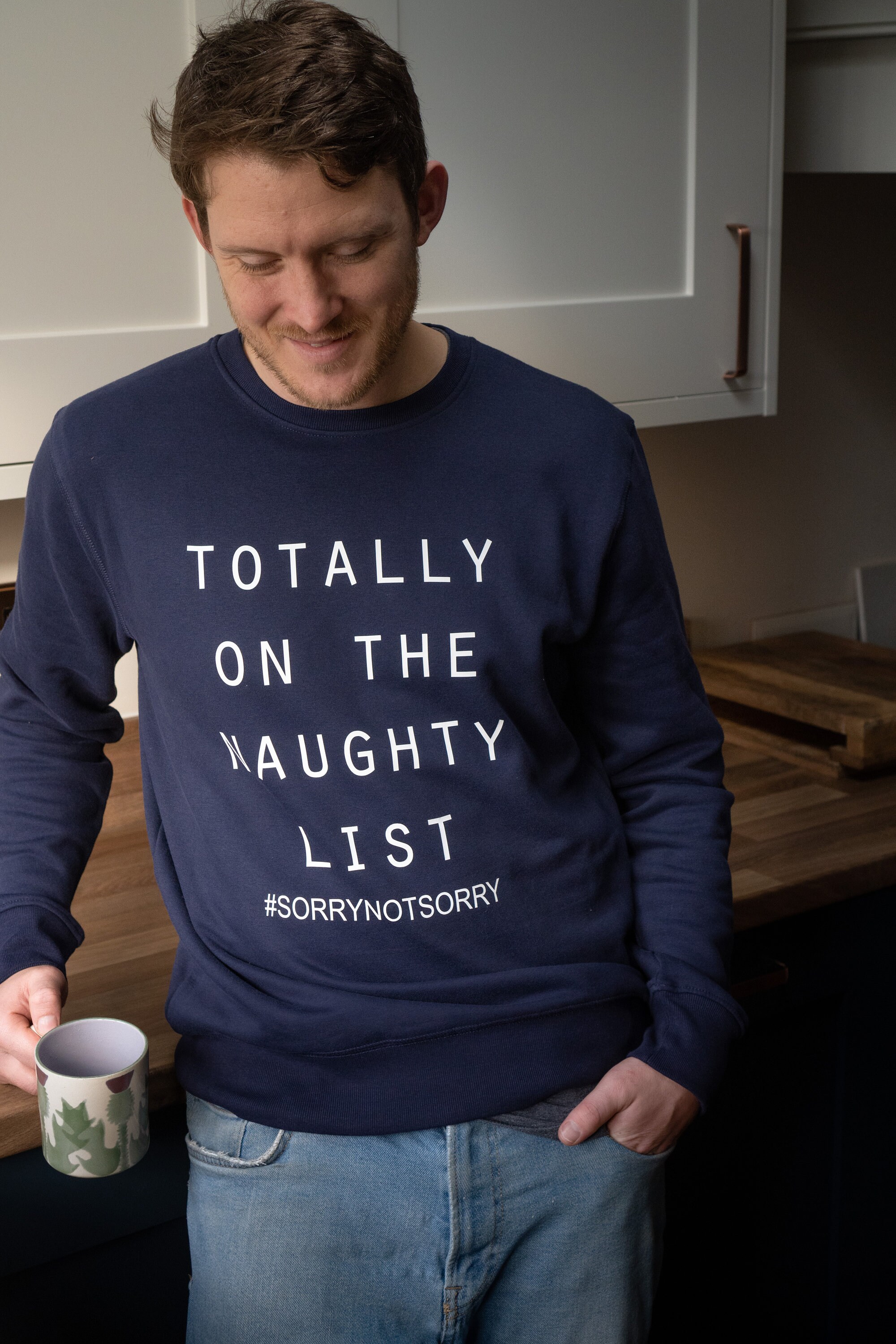 Image of Men's' Totally On The Naughty List Slogan Christmas Sweatshirt From Rock Ruby