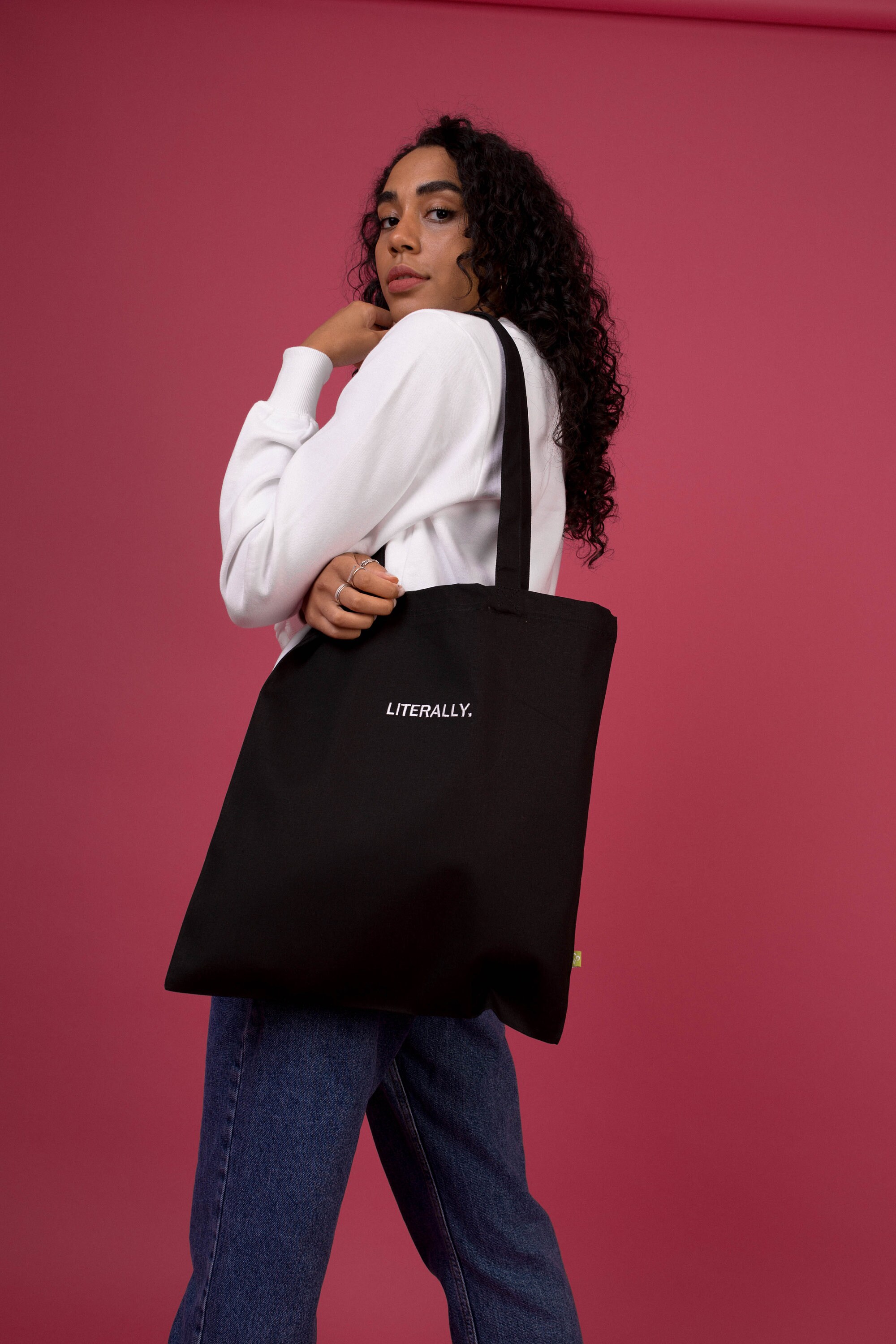 Bordado literalmente eslogan orgánico de compras bolsa de mano | Etsy