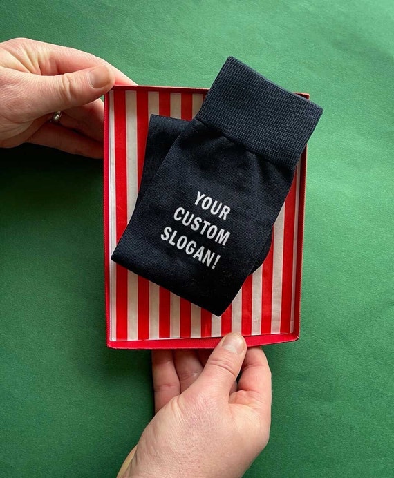 Chaussettes à slogan personnalisées Boîte-cadeau de chaussettes  personnalisées uniques pour lui Votre texte -  France