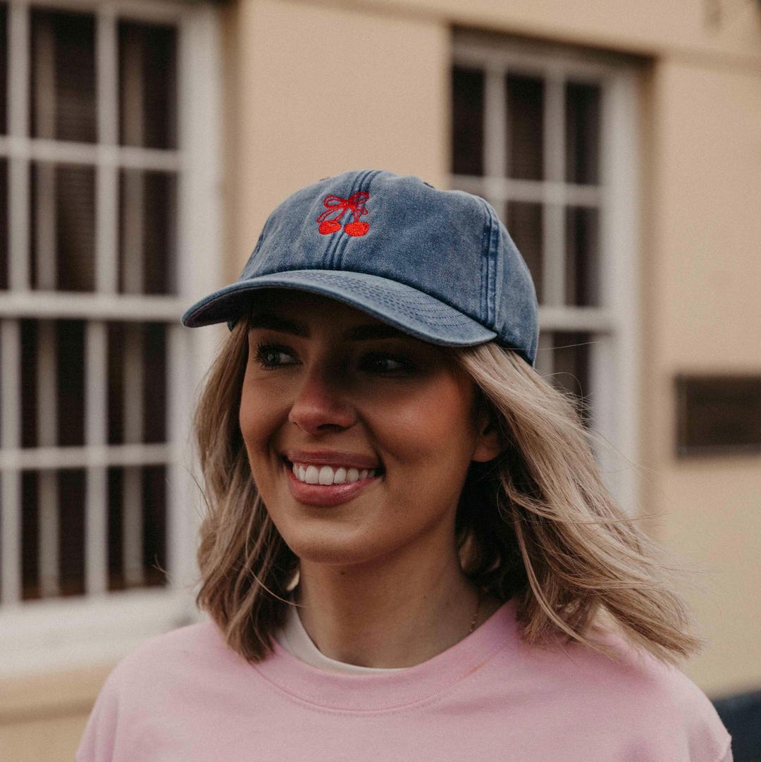 Personalised Embroidered Cherry Baseball Cap - Etsy display picture 2