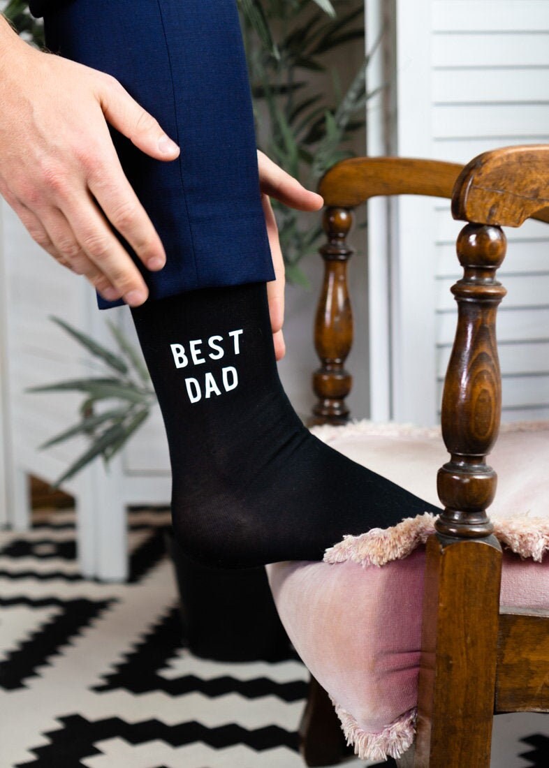 Image of Best Dad Socks For Wedding - Gift From Bride To Father Of The Rock On Ruby