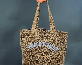 Personalised Slogan Leopard Print Tote Bag