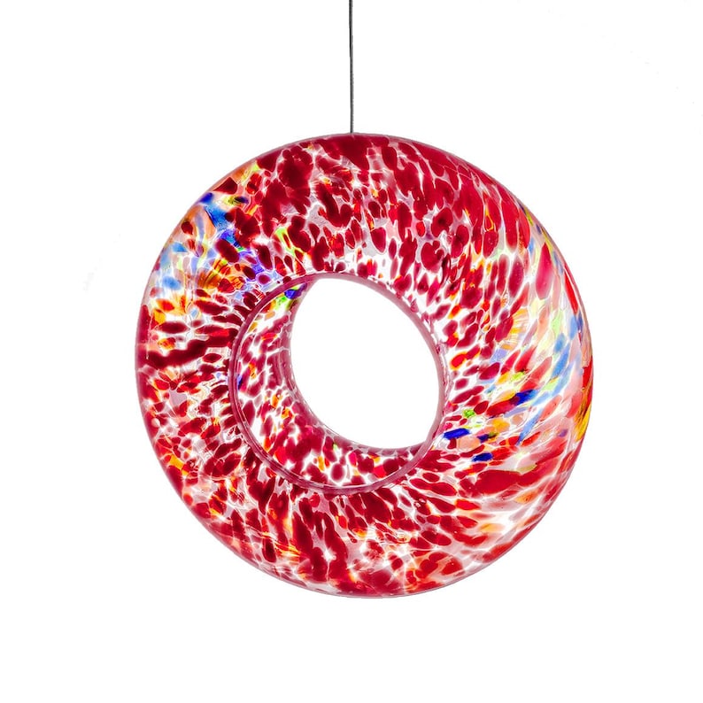 Handmade Art Glass Bird Feeder 8.7" Sun Catcher image 2