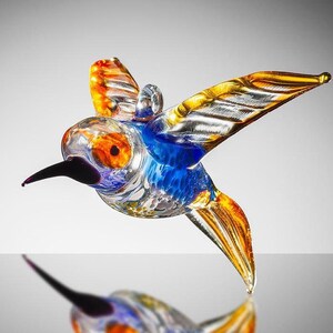 Large Hanging Bird - Humming Bird - Orange & Blue