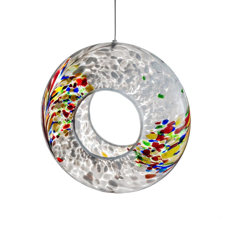 Handmade Art Glass Bird Feeder 8.7" Sun Catcher image 4