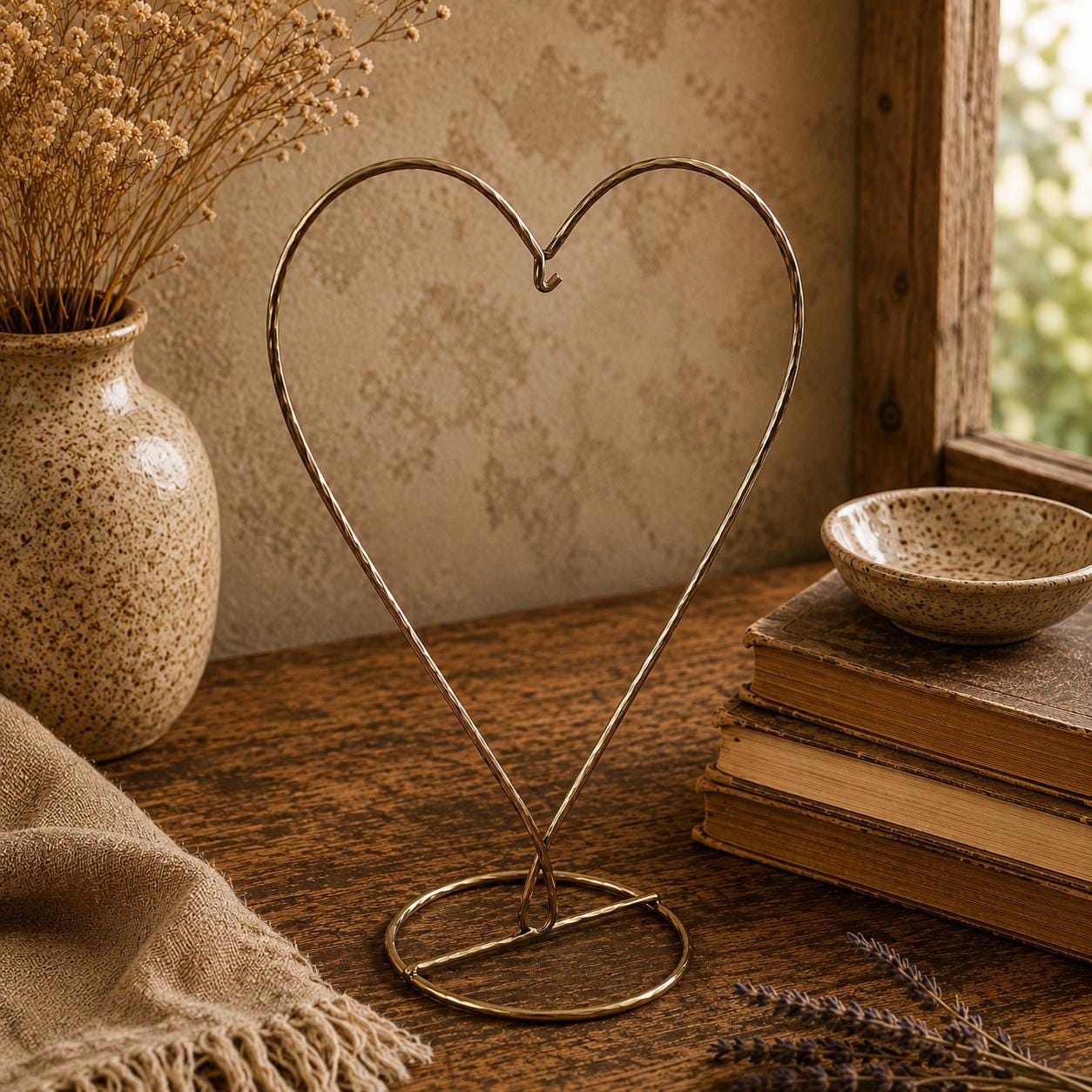 Heart Shaped Metal Ornament Stand - Silver - Etsy