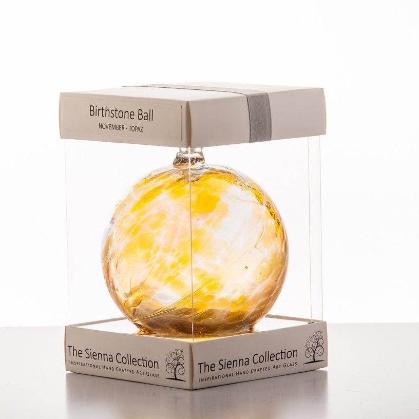 Glass February Birthstone 10cm Friendship Ball With Gift Box By Sienna Glass