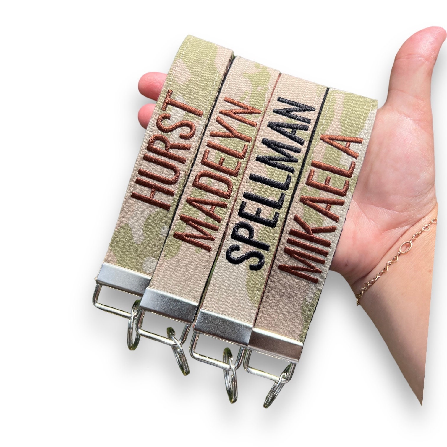 Military name store tape keychain