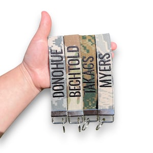 Personalized Military Name Tape Wristlet Keychain, Military Gift, Military Wife, Veteran Gift, Gifts for Boyfriend, Military Keychain