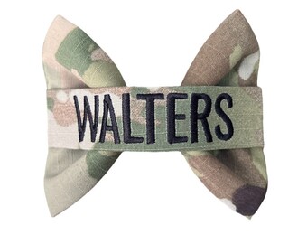 Personalized Army OCP Military Nametape Bow - Army Wife - Army Girlfriend - Army Gift - Military Gift - Army Hair Bow - Military Bow