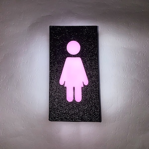 WOMEN GIRL WC sign Night Light Wall Light or Night Light - Illuminated Sign