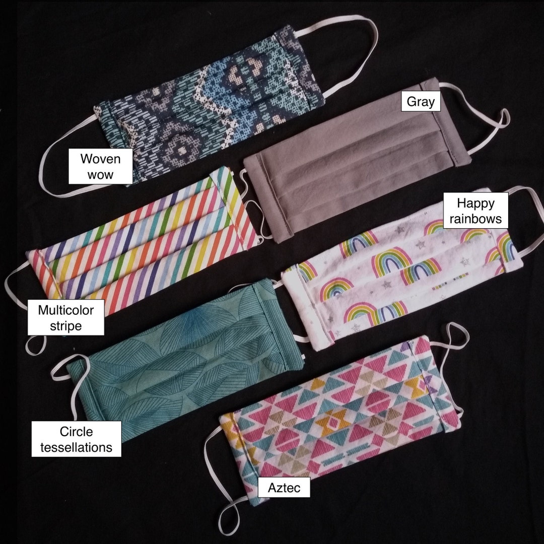 Pleated Double Layered Cotton Face Masks wire Nose Piece and Etsy