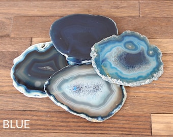 Agate Coasters Set of 4 or 6 / Blue / Natural / Purple / Pink / Agate Slice / Geode Coasters / GIFT Packaging Available